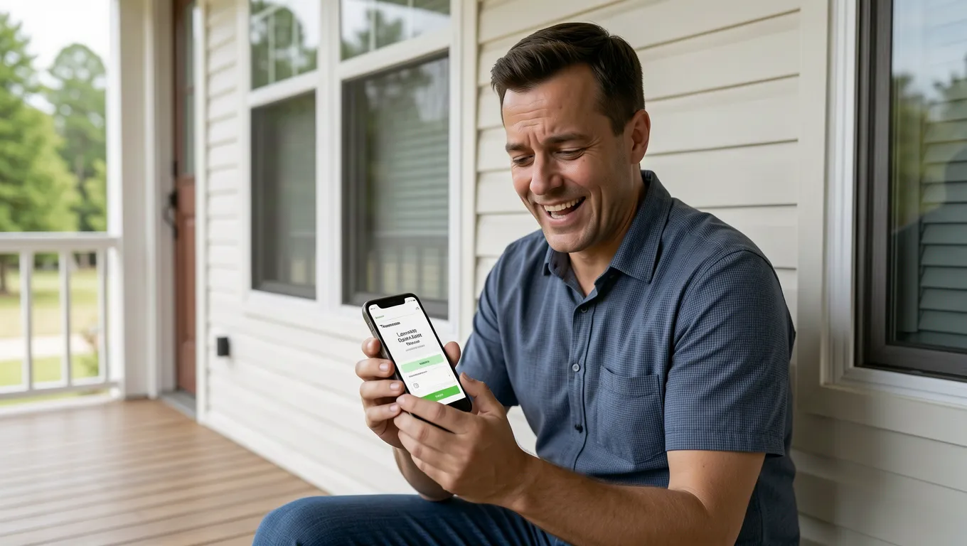 Tennessee resident receiving personal loan approval notification on phone