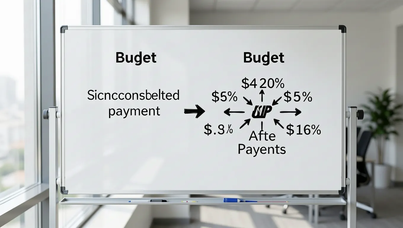 Whiteboard showing single payment versus multiple payments comparison