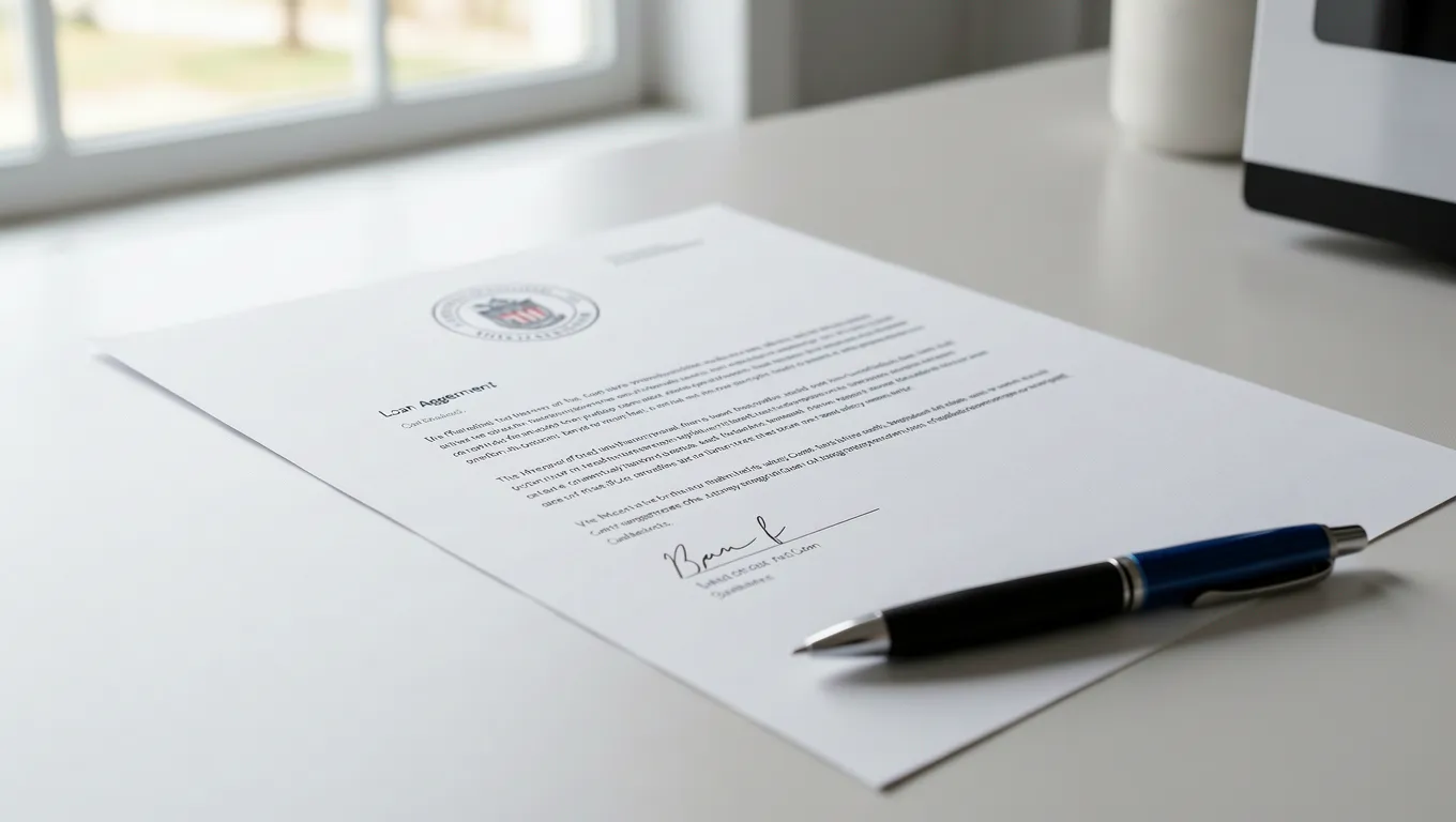 Loan agreement document with Tennessee state seal close-up